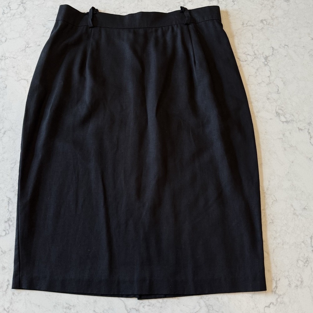 VTG Adrian Jordan Women's Rayon Linen Blend Skirt Belt Loops Back Zip Back Slit